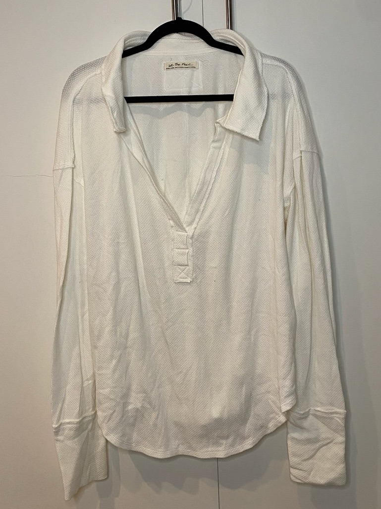 We The Free White Long-Sleeve Collared Pullover